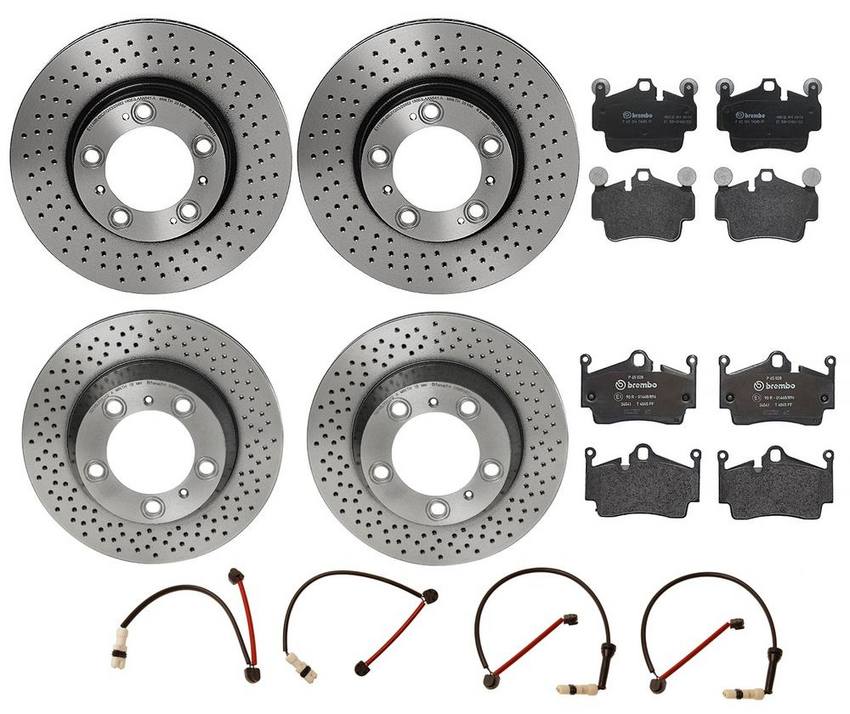 Porsche Brakes Kit – Pads & Rotors Front and Rear (318mm/299mm) (Low-Met) 99761275600 – Brembo 1590006KIT