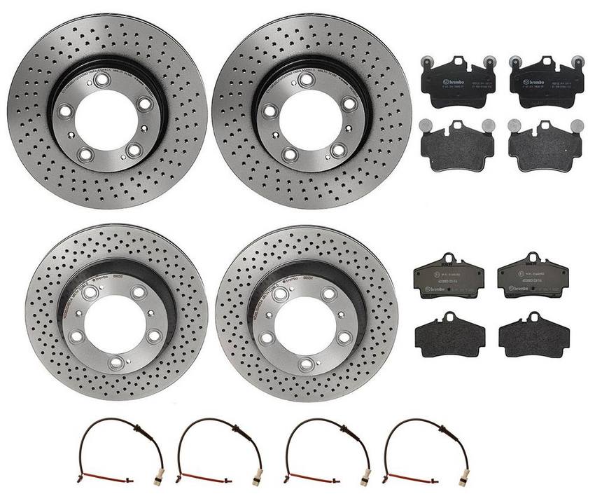 Porsche Brakes Kit – Pads & Rotors Front and Rear (318mm/299mm) (Low-Met) 99635240104 – Brembo 1590766KIT