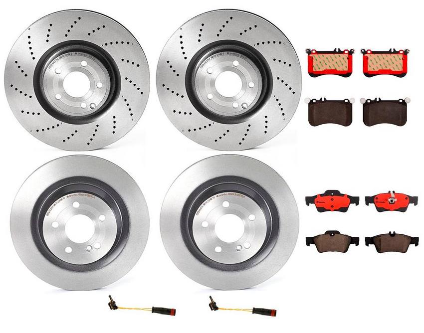 Mercedes Brakes Kit – Pads & Rotors Front and Rear (360mm/320mm) (Ceramic) 8K0615301A – Brembo 1591270KIT