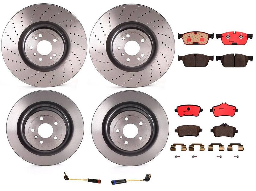 Mercedes Brakes Kit – Pads & Rotors Front and Rear (375mm/345mm) (Ceramic) 2115401717 – Brembo 1591645KIT