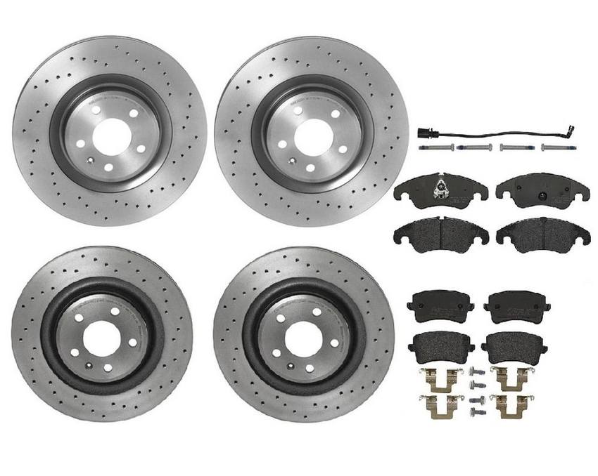 Brembo Brake Pads and Rotors Kit – Front and Rear (345mm/330mm) (Xtra) (Low-Met)