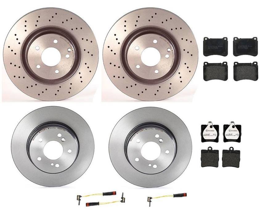 Mercedes Brakes Kit – Pads & Rotors Front and Rear (330mm/290mm) (Low-Met) 210423101264 – Brembo 1592500KIT