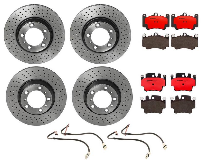 Porsche Brakes Kit – Pads & Rotors Front and Rear (330mm/330mm) (Ceramic) 99661236500 – Brembo 1592622KIT