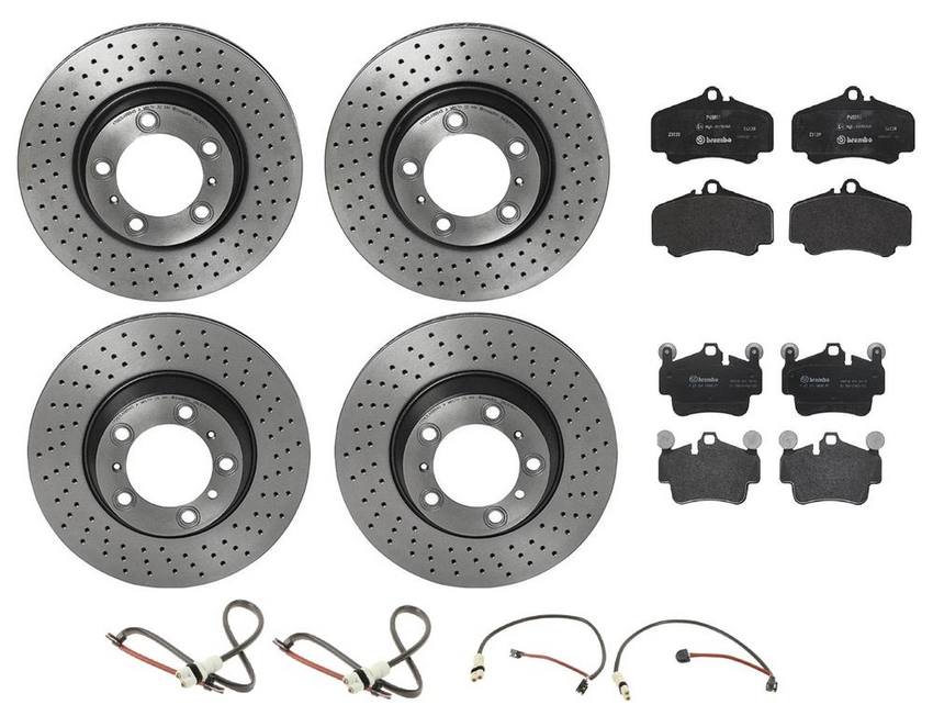 Porsche Brakes Kit – Pads & Rotors Front and Rear (330mm/330mm) (Low-Met) 99761268000 – Brembo 1592662KIT