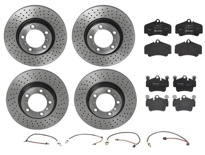 Porsche Brakes Kit – Pads & Rotors Front and Rear (330mm/330mm) (Low-Met) 99761267601 – Brembo 1592690KIT