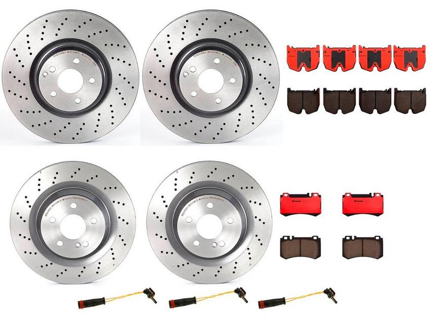 Mercedes Brakes Kit – Pads & Rotors Front and Rear (360mm/330mm) (Ceramic) 230423161264 – Brembo 1593595KIT