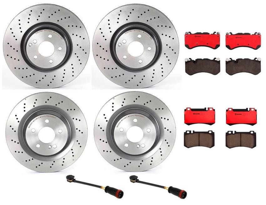 Mercedes Brakes Kit – Pads & Rotors Front and Rear (360mm/330mm) (Ceramic) 230423161264 – Brembo 1593778KIT