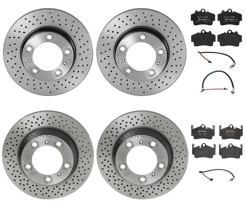 Porsche Brakes Kit – Pads & Rotors Front and Rear (298mm/299mm) (Low-Met) 99761275700 – Brembo 1593979KIT