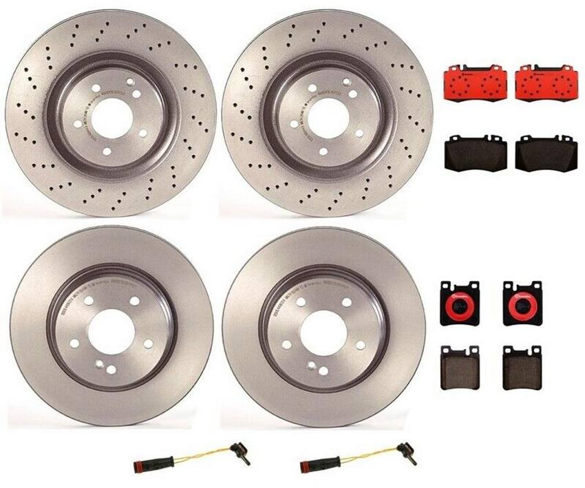 Mercedes Brakes Kit – Pads & Rotors Front and Rear (345mm/300mm) (Ceramic) 210423081264 – Brembo 1594125KIT