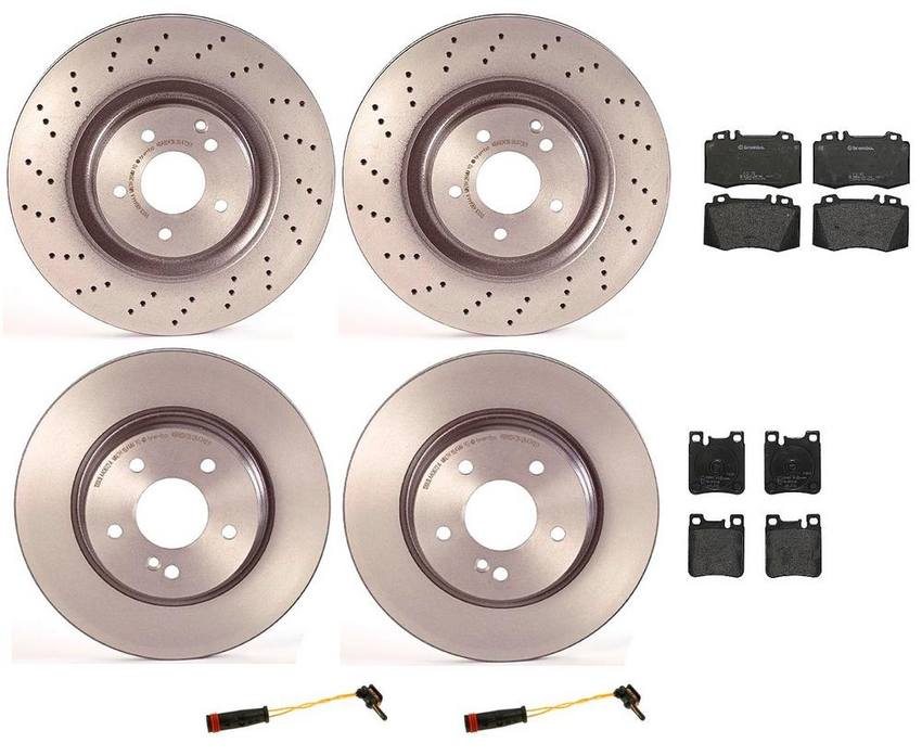 Mercedes Brakes Kit – Pads & Rotors Front and Rear (345mm/300mm) (Low-Met) 210423081264 – Brembo 1594179KIT