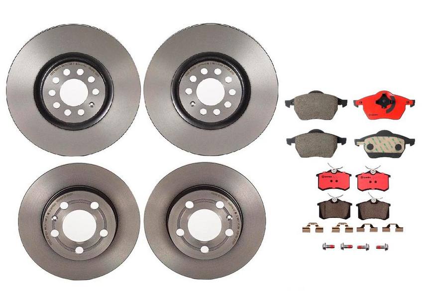 Audi Brake Kit – Pads and Rotors Front and Rear (312mm/239mm) (Ceramic) 8N0615301A – Brembo 1595184KIT