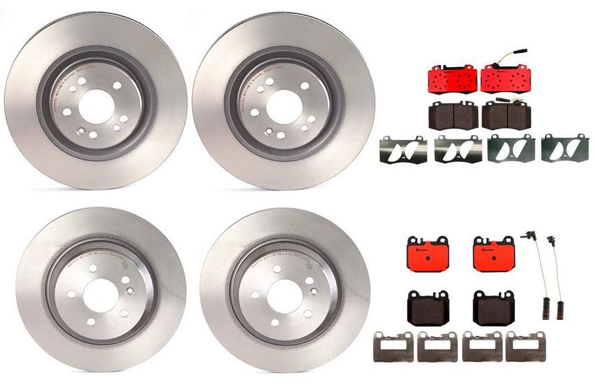 Mercedes Brakes Kit – Pads & Rotors Front and Rear (345mm/331mm) (Ceramic) 163420112041 – Brembo 1596123KIT