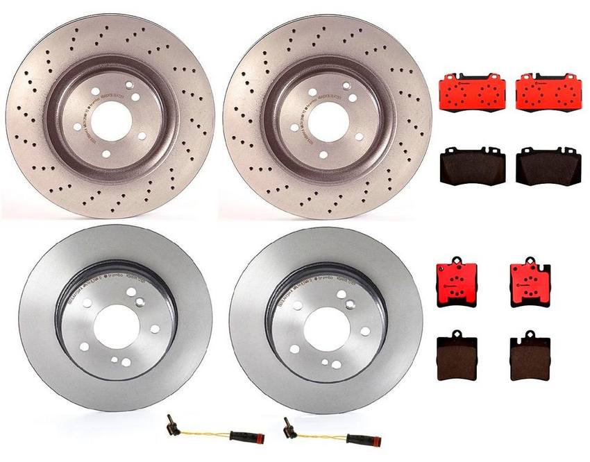 Mercedes Brakes Kit – Pads & Rotors Front and Rear (345mm/290mm) (Ceramic) 210423101264 – Brembo 1596360KIT