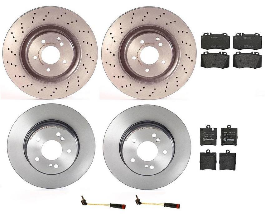 Mercedes Brakes Kit – Pads & Rotors Front and Rear (345mm/290mm) (Low-Met) 210423101264 – Brembo 1596414KIT