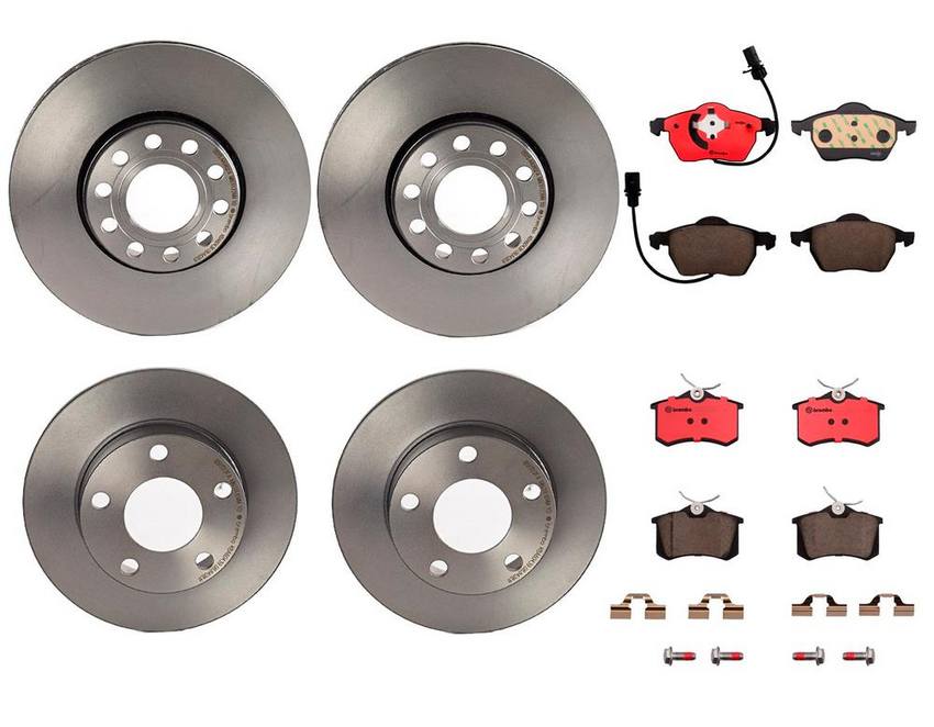 VW Brakes Kit – Pads & Rotors Front and Rear (288mm/245mm) (Ceramic) 8E0698451L – Brembo 1597888KIT