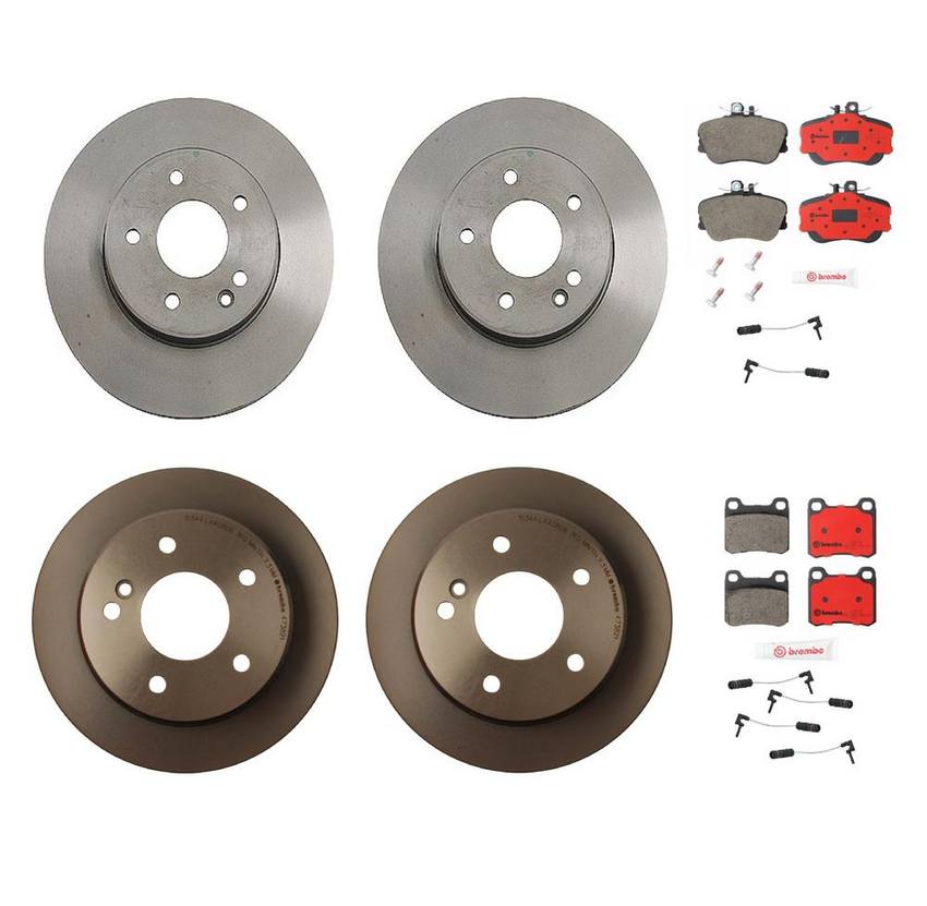 Mercedes Brakes Kit – Pads & Rotors Front and Rear (248mm/258mm) (Ceramic) 202423001264 – Brembo 1597998KIT