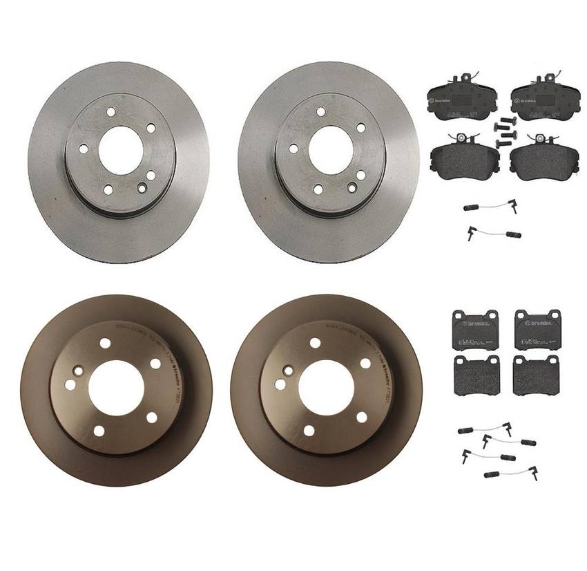 Mercedes Brakes Kit – Pads & Rotors Front and Rear (248mm/258mm) (Low-Met) 202423001264 – Brembo 1598032KIT