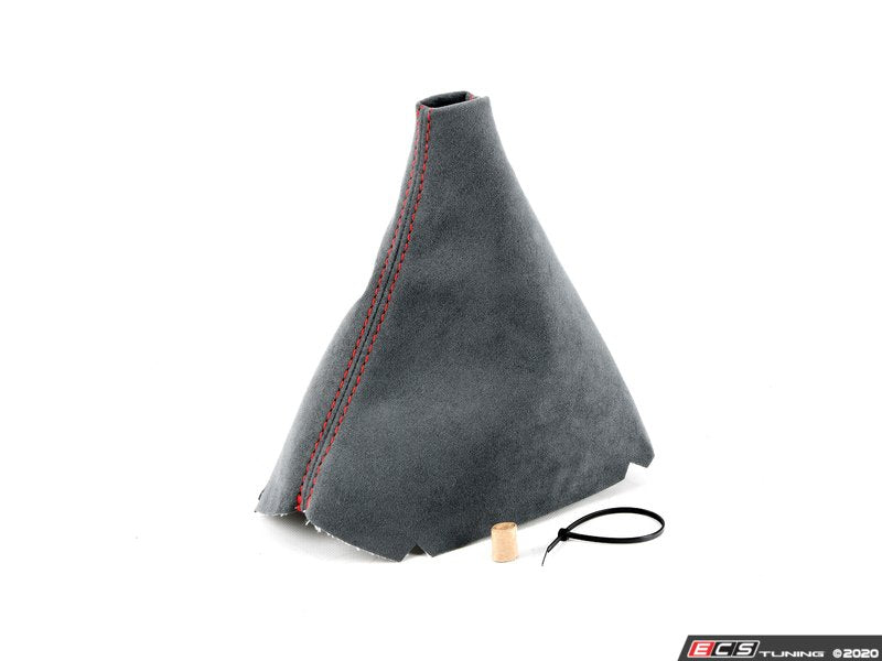 BFI Manual Gray Alcantara Shift Boot - Red Stitching