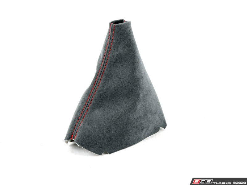 BFI Manual Gray Alcantara Shift Boot - Red Stitching