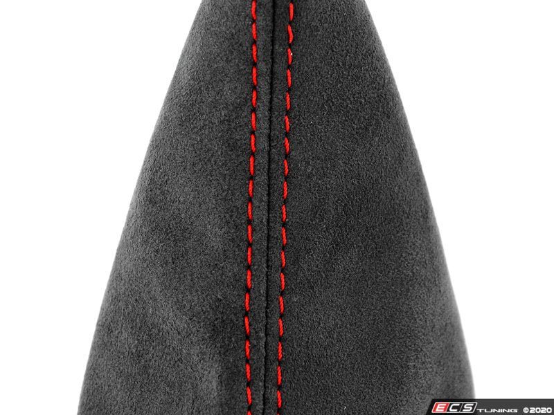 BFI Manual Gray Alcantara Shift Boot - Red Stitching