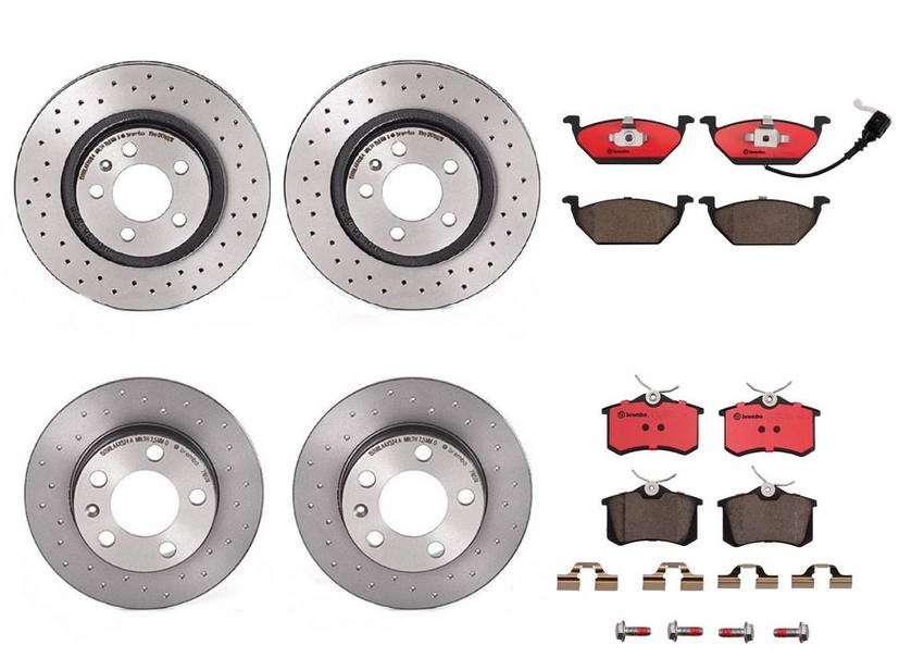 VW Brakes Kit – Pads & Rotors Front and Rear (280mm/232mm) (Xtra) (Ceramic) 8E0698451L – Brembo 1626408KIT