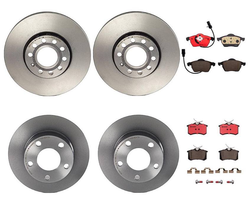 Audi VW Brakes Kit – Pads &  Rotors Front and Rear (245mm/288mm) (Ceramic) 8E0698451L – Brembo 1627207KIT