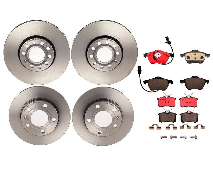 Audi Brake Kit – Pads and Rotors Front and Rear (288mm/245mm) (Ceramic) 8E0698451L – Brembo 1627311KIT