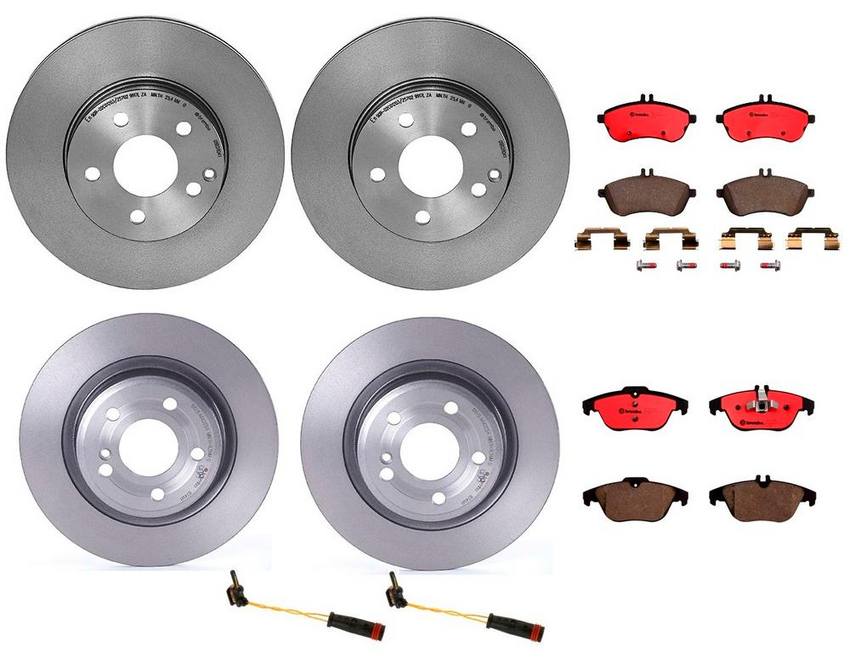 Mercedes Brakes Kit – Pads & Rotors Front and Rear (295mm/300mm) (Ceramic) 2124211312 – Brembo 1630972KIT