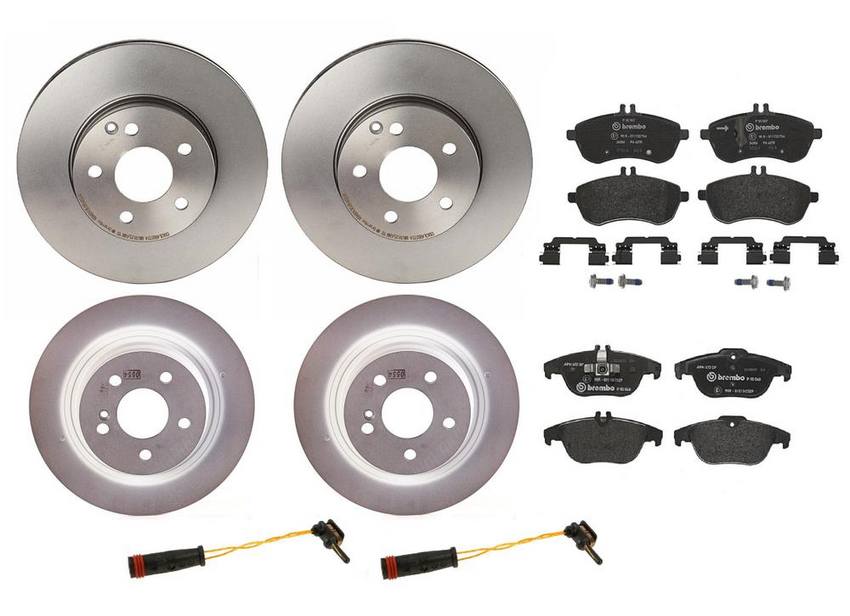 Mercedes Brakes Kit – Pads & Rotors Front and Rear (295mm/300mm) (Low-Met) 2124211312 – Brembo 1630998KIT