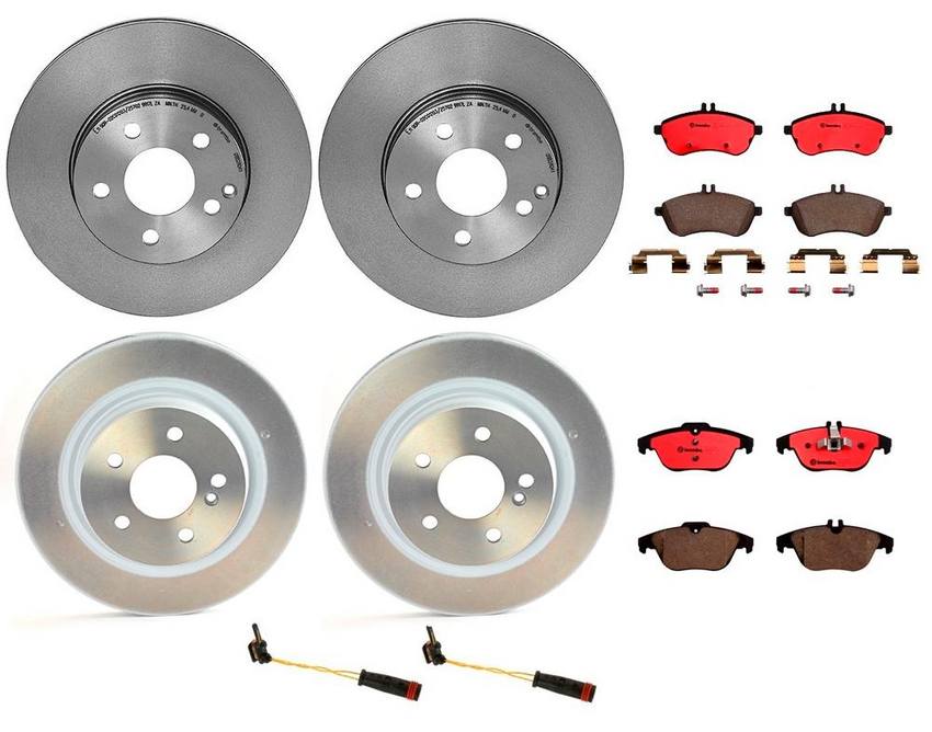 Mercedes Brakes Kit – Pads & Rotors Front and Rear (295mm/300mm) (Ceramic) 2124211312 – Brembo 1631017KIT