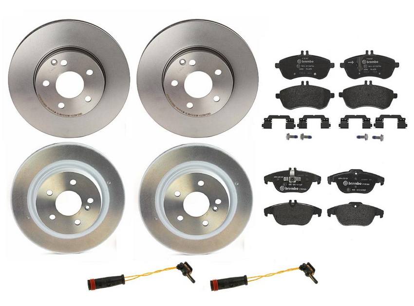 Mercedes Brakes Kit – Pads & Rotors Front and Rear (295mm/300mm) (Low-Met) 2124211312 – Brembo 1631020KIT