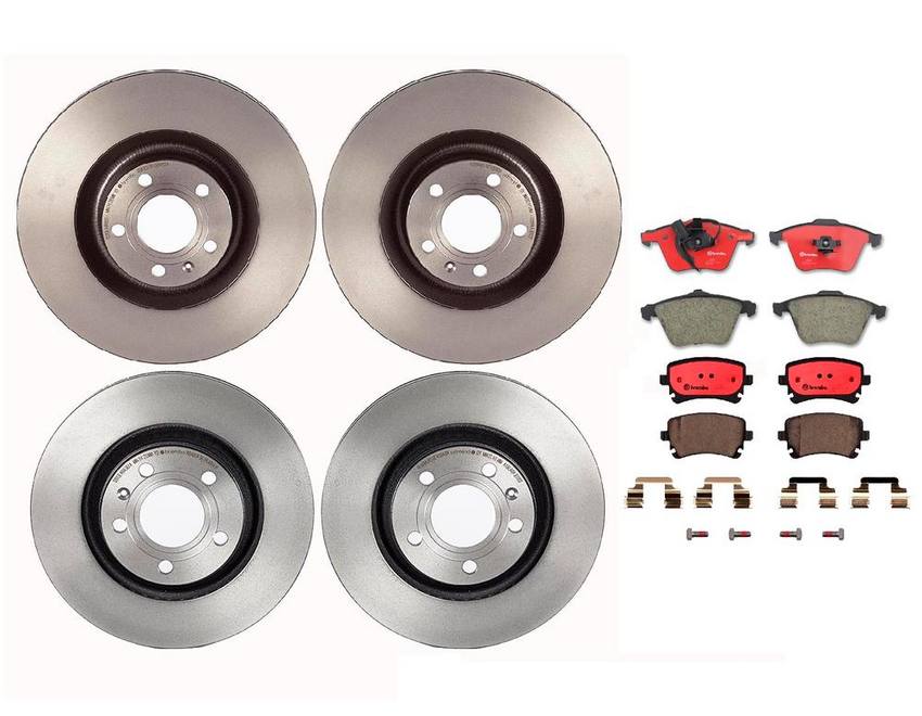 Audi Brake Kit – Pads and Rotors Front and Rear (345mm/300mm) (Ceramic) 8E0698451P – Brembo 1632854KIT