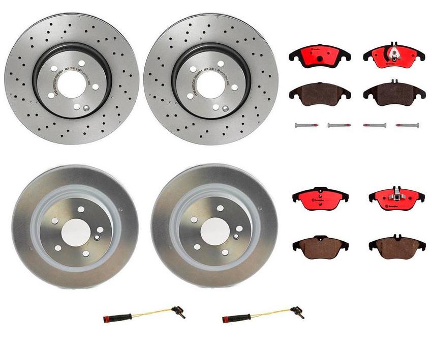 Mercedes Brakes Kit – Pads & Rotors Front and Rear (322mm/300mm) (Ceramic) 2115401717 – Brembo 1633710KIT