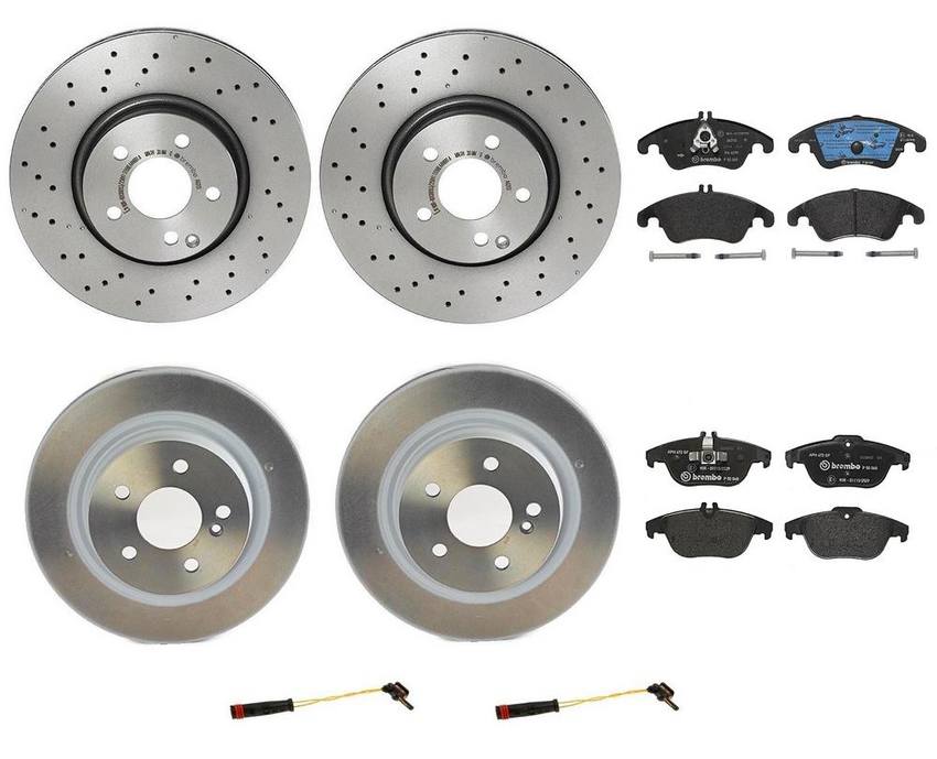 Mercedes Brakes Kit – Pads & Rotors Front and Rear (322mm/300mm) (Low-Met) 2115401717 – Brembo 1633788KIT