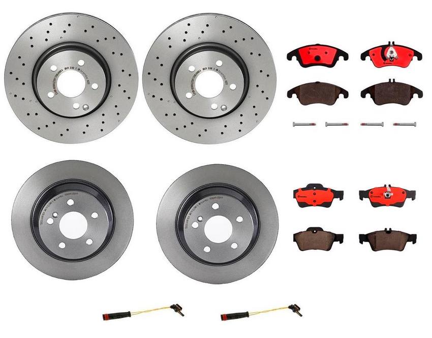 Mercedes Brakes Kit – Pads & Rotors Front and Rear (322mm/300mm) (Ceramic) 006420012064 – Brembo 1633858KIT