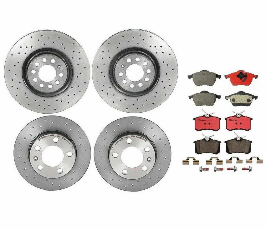 Audi VW Brakes Kit – Pads &  Rotors Front and Rear (312mm/232mm) (Xtra) (Ceramic) 8N0615301A – Brembo 1633966KIT