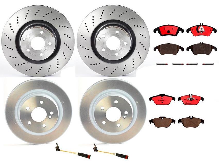 Mercedes Brakes Kit – Pads & Rotors Front and Rear (344mm/300mm) (Ceramic) 2115401717 – Brembo 1633968KIT