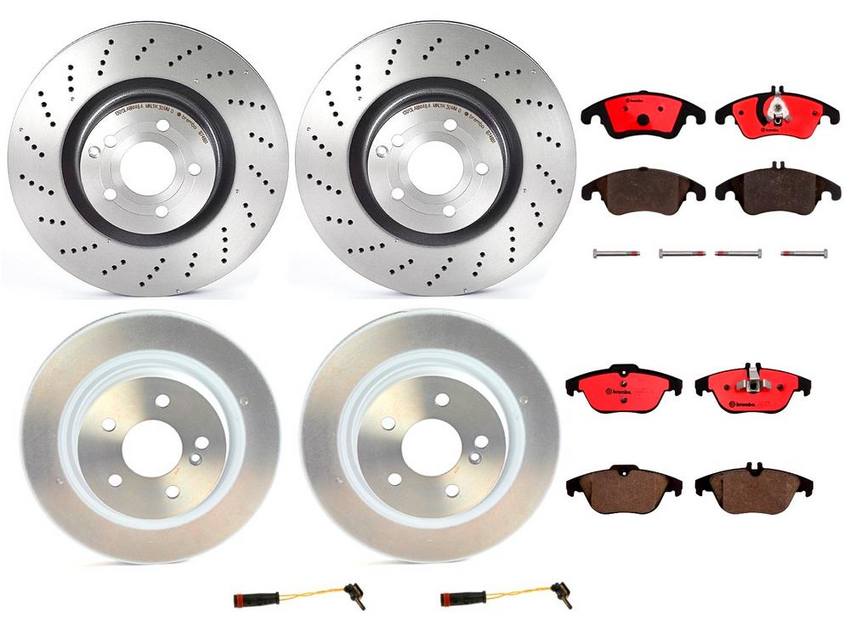 Mercedes Brakes Kit – Pads & Rotors Front and Rear (344mm/300mm) (Ceramic) 2115401717 – Brembo 1634164KIT