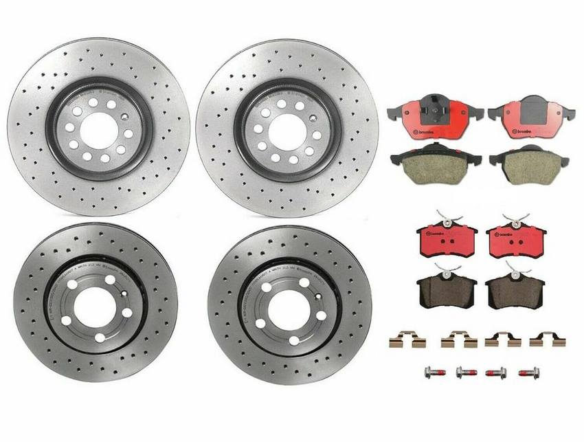 Audi Brake Kit – Pads and Rotors Front and Rear (312mm/256mm) (Xtra) (Ceramic) 8N0615601B – Brembo 1634172KIT