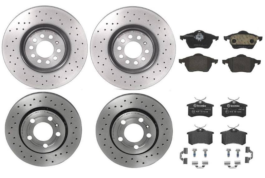 Brembo Brake Pads and Rotors Kit – Front and Rear (312mm/256mm) (Xtra) (Low-Met)