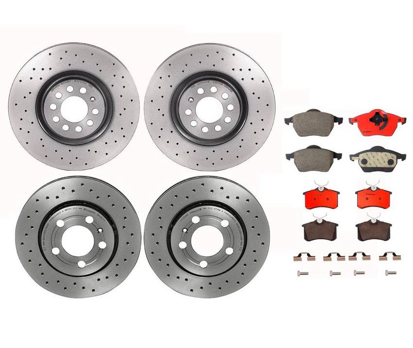 Audi Brake Kit – Pads and Rotors Front and Rear (312mm/256mm) (Xtra) (Ceramic) 8N0615601B – Brembo 1634217KIT