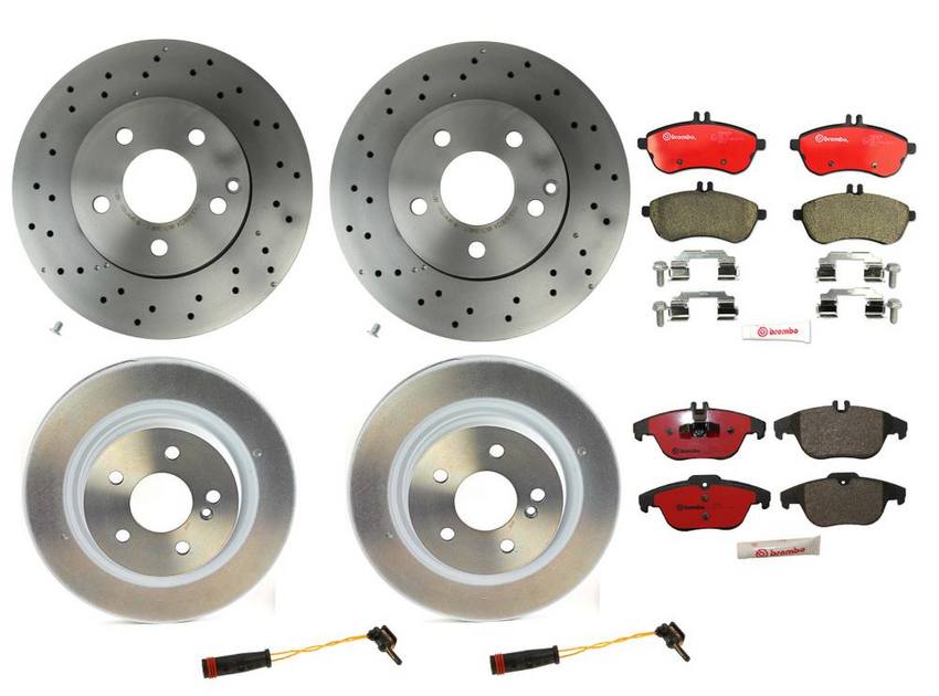 Mercedes Brakes Kit – Pads & Rotors Front and Rear (295mm/300mm) (Ceramic) 2115401717 – Brembo 1634351KIT