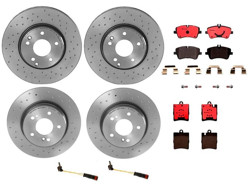 Mercedes Brakes Kit – Pads & Rotors Front and Rear (300mm/290mm) (Xtra) (Ceramic) 210423101264 – Brembo 1634692KIT