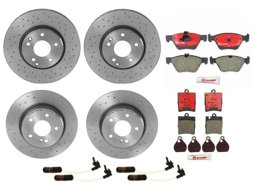 Mercedes Brakes Kit – Pads & Rotors Front and Rear (300mm/290mm) (Xtra) (Ceramic) 210423101264 – Brembo 1634923KIT