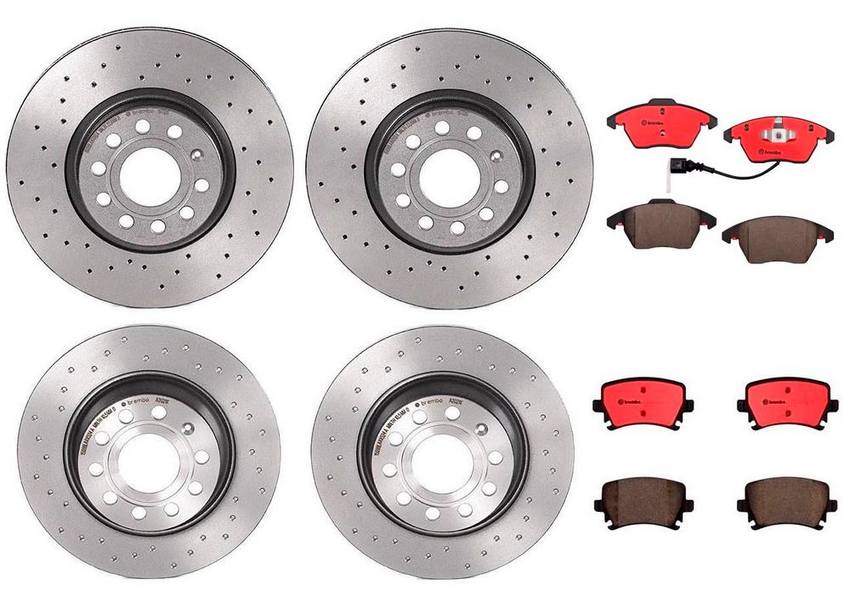 VW Brakes Kit – Pads & Rotors Front and Rear (312mm/282mm) (Xtra) (Ceramic) 5Q0615601G – Brembo 1635114KIT