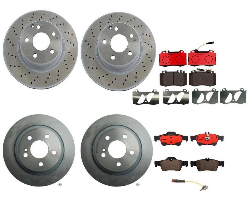 Mercedes Brakes Kit – Pads & Rotors Front and Rear (312mm/300mm) (Ceramic) 220423011264 – Brembo 1635123KIT