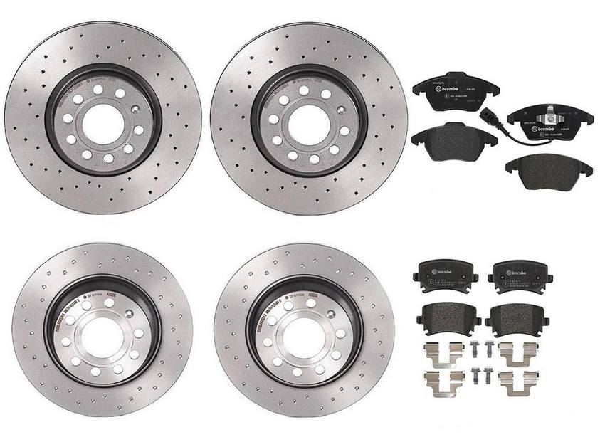 Brembo Brake Pads and Rotors Kit – Front and Rear (312mm/282mm) (Xtra) (Low-Met)