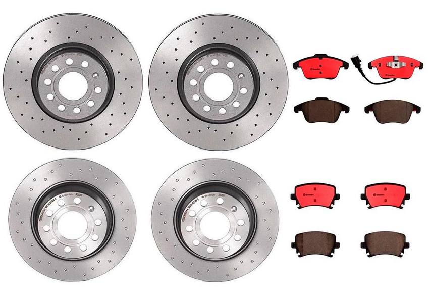 VW Brakes Kit – Pads & Rotors Front and Rear (312mm/282mm) (Xtra) (Ceramic) 8E0698451J – Brembo 1635158KIT