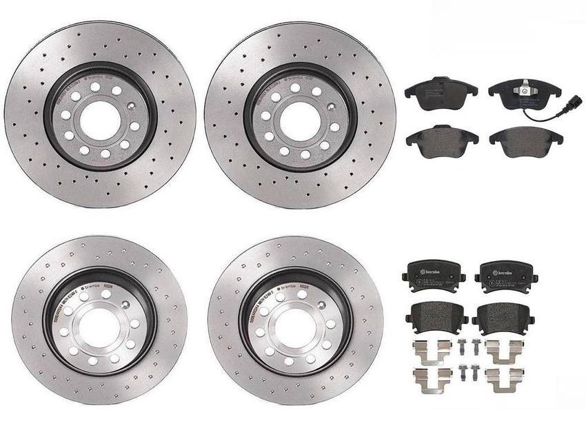 VW Brakes Kit – Pads & Rotors Front and Rear (312mm/282mm) (Xtra) (Low-Met) 8E0698451J – Brembo 1635173KIT