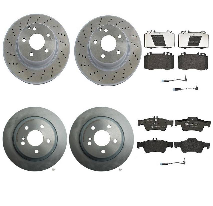 Mercedes Brakes Kit – Pads & Rotors Front and Rear (312mm/300mm) (Low-Met) 220423011264 – Brembo 1635210KIT